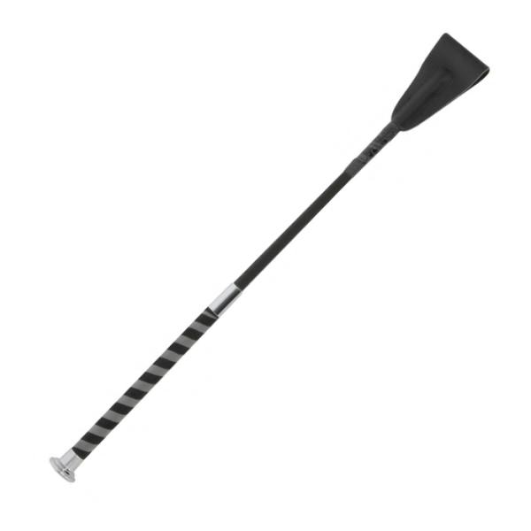 Fleck Silk Touch Crystal Cravache De Saut – Poignée Ultra Douce – Cristaux – Noir – 50 Cm